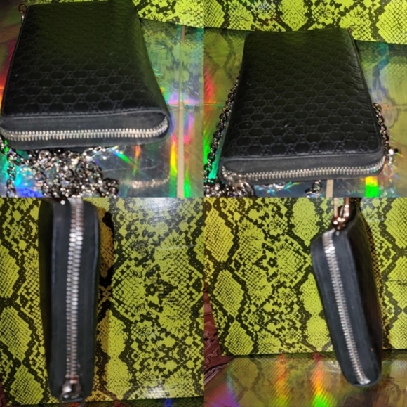 Gucci Micro GG Guccissima black leather wallet on chain zippy New in box Authent - Picture 13 of 16